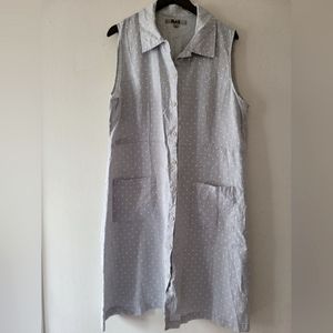Flax Gray Midi Dress Sleeveless Notched Collar Casual